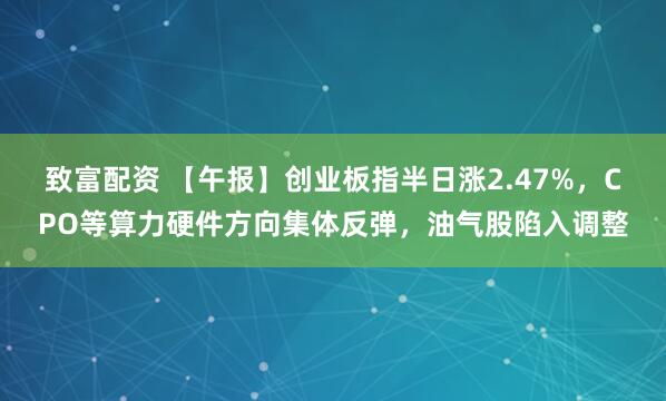 致富配资 【午报】创业板指半日涨2.47%，CPO等算力硬件方向集体反弹，油气股陷入调整